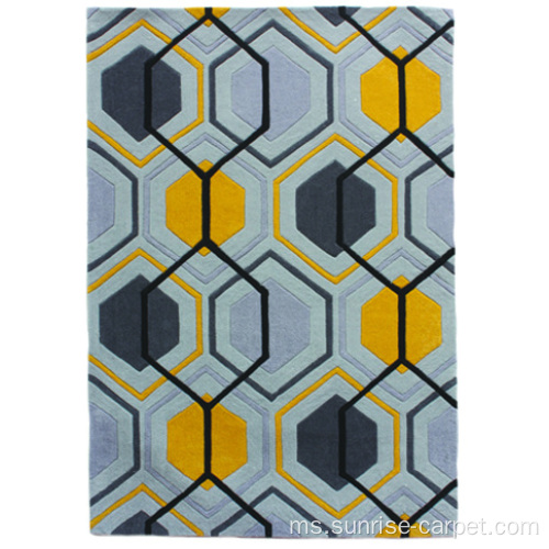 Tangan Tufted Carpet dengan reka bentuk geometri